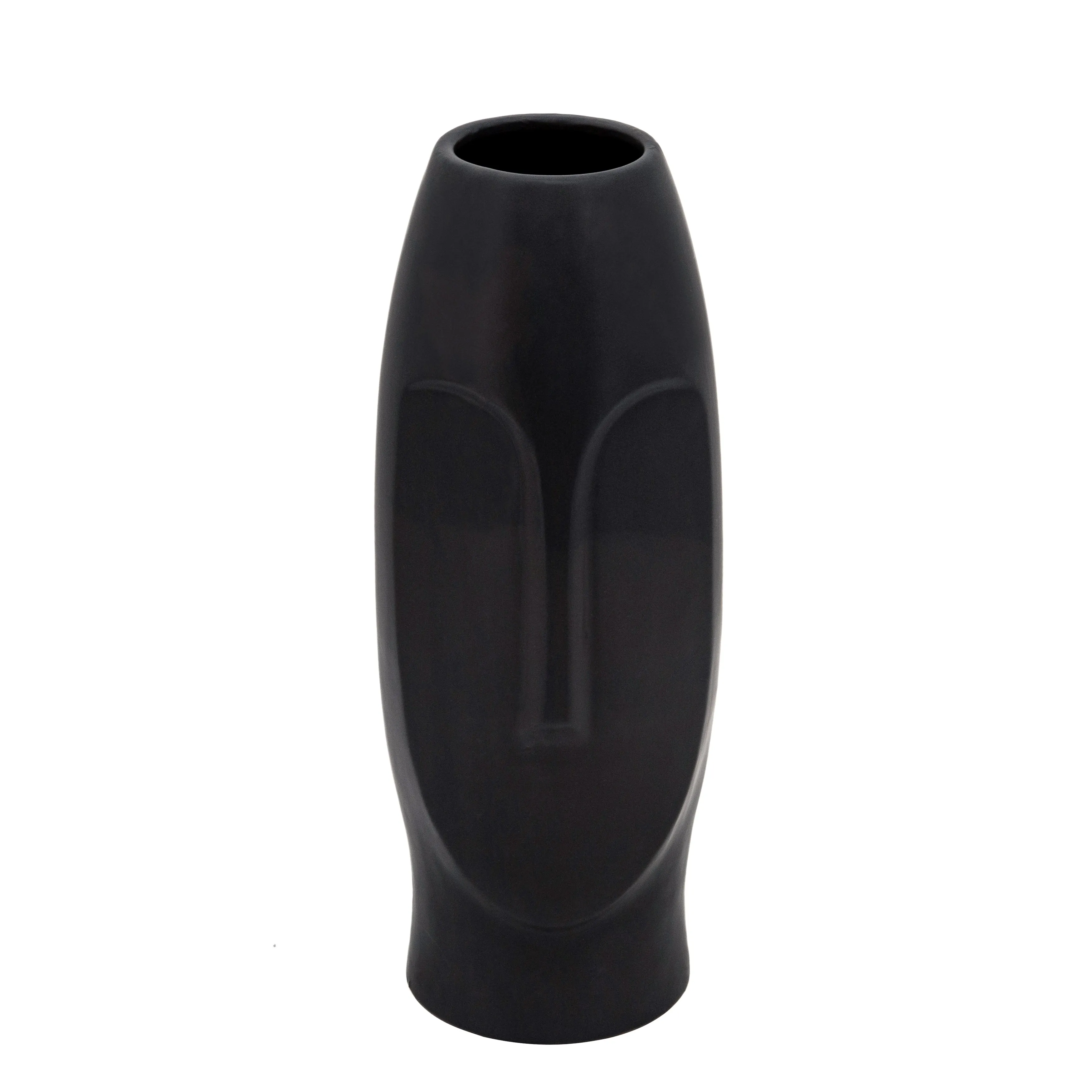 14"H Face Vase, Black