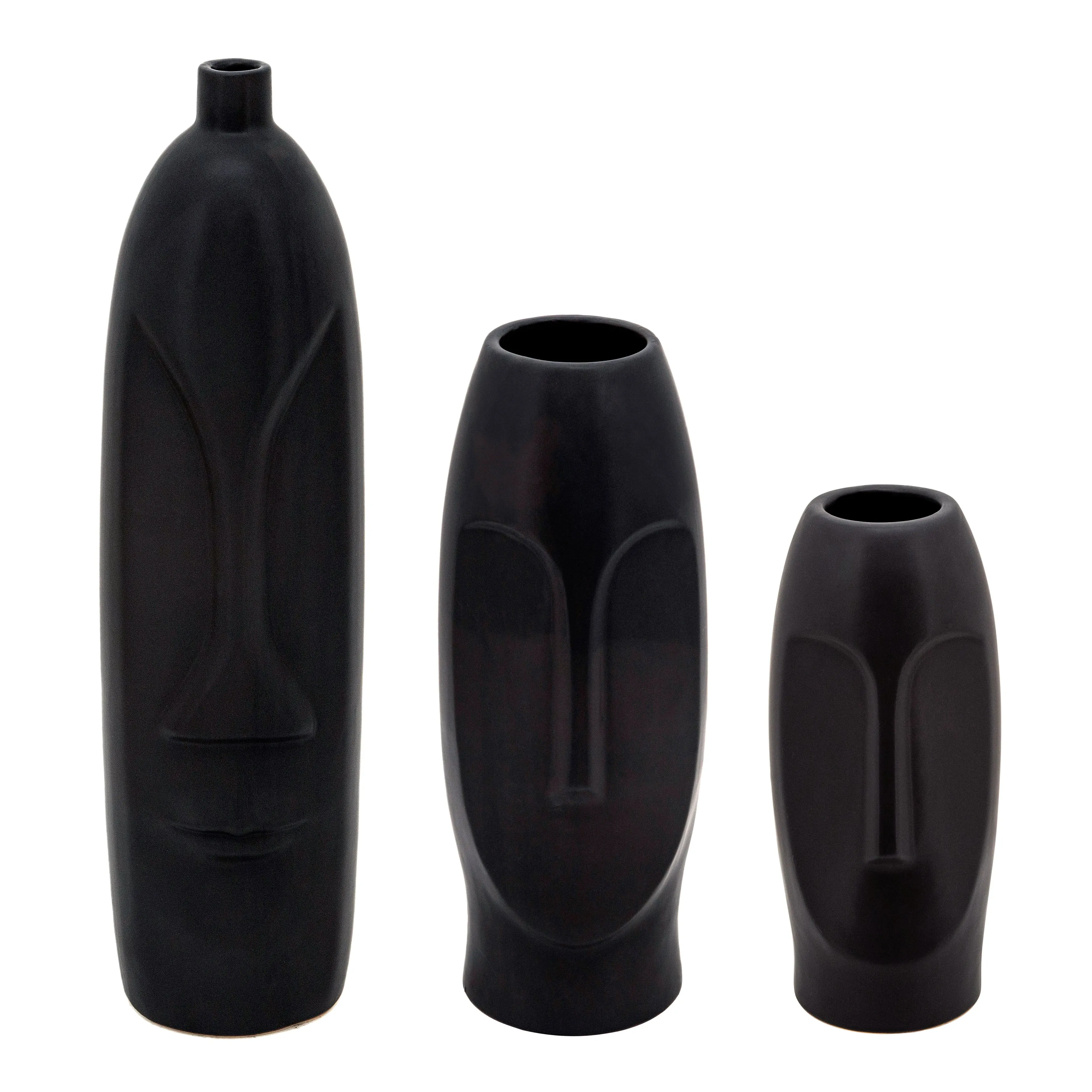 14"H Face Vase, Black