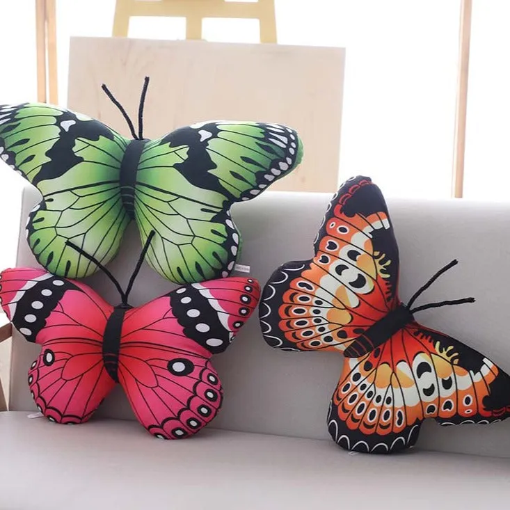 3D Animals Pillows Lifelike Butterfly Shape Cushions Super Soft Short Plush Toys Decorative Home