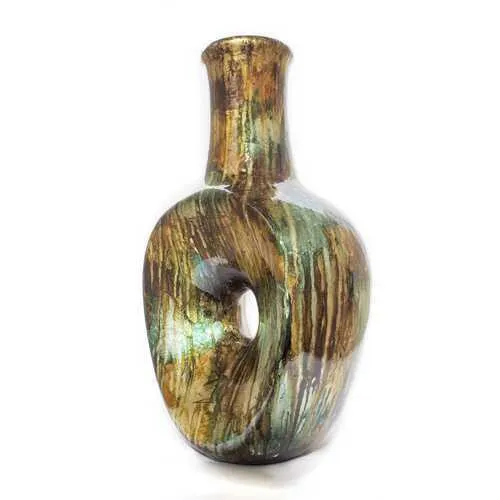 8.5" X 5.5" X 14.5" Multi Color Ceramic Table Vase