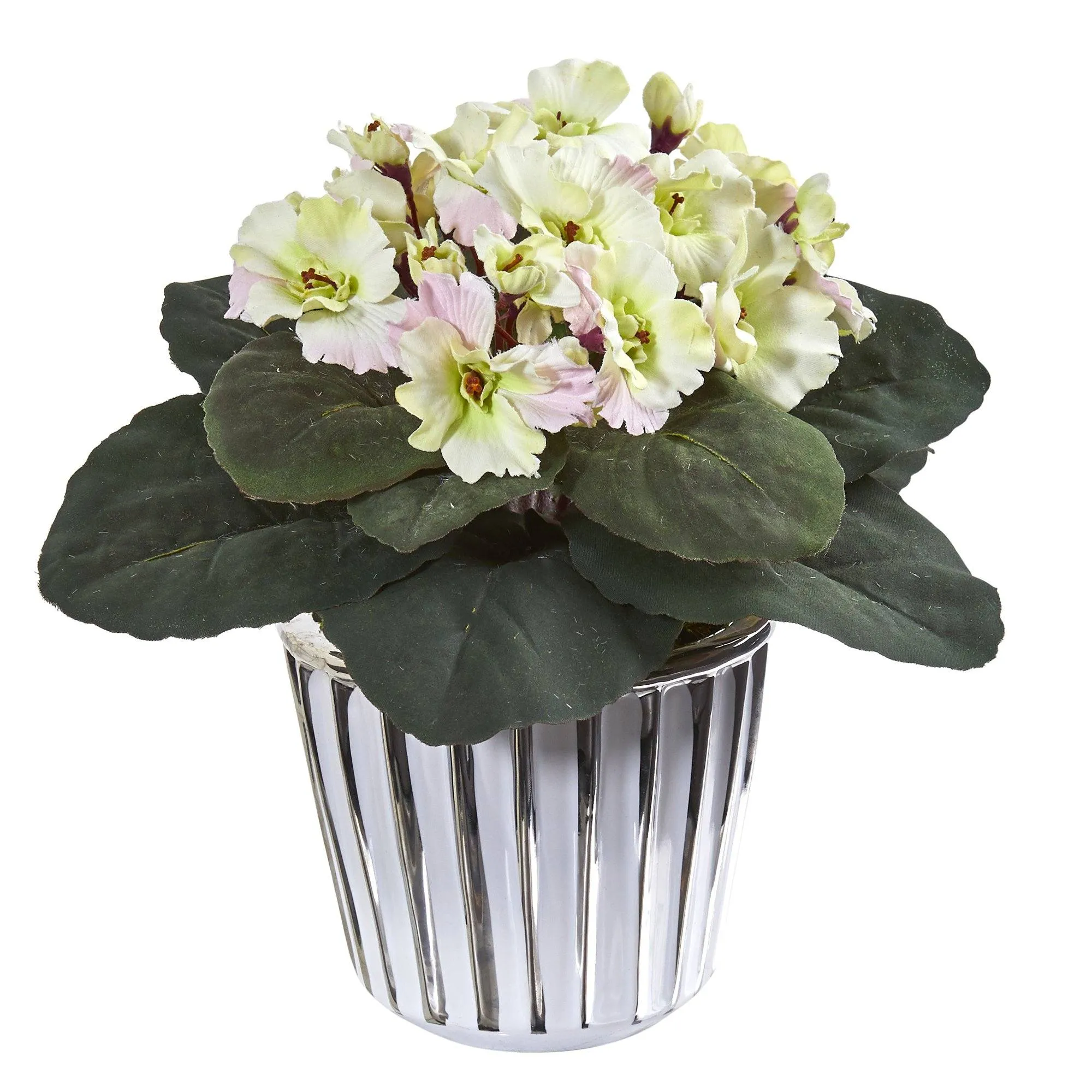 9” African Violet Artificial Plant in White Vase (Set of 2)