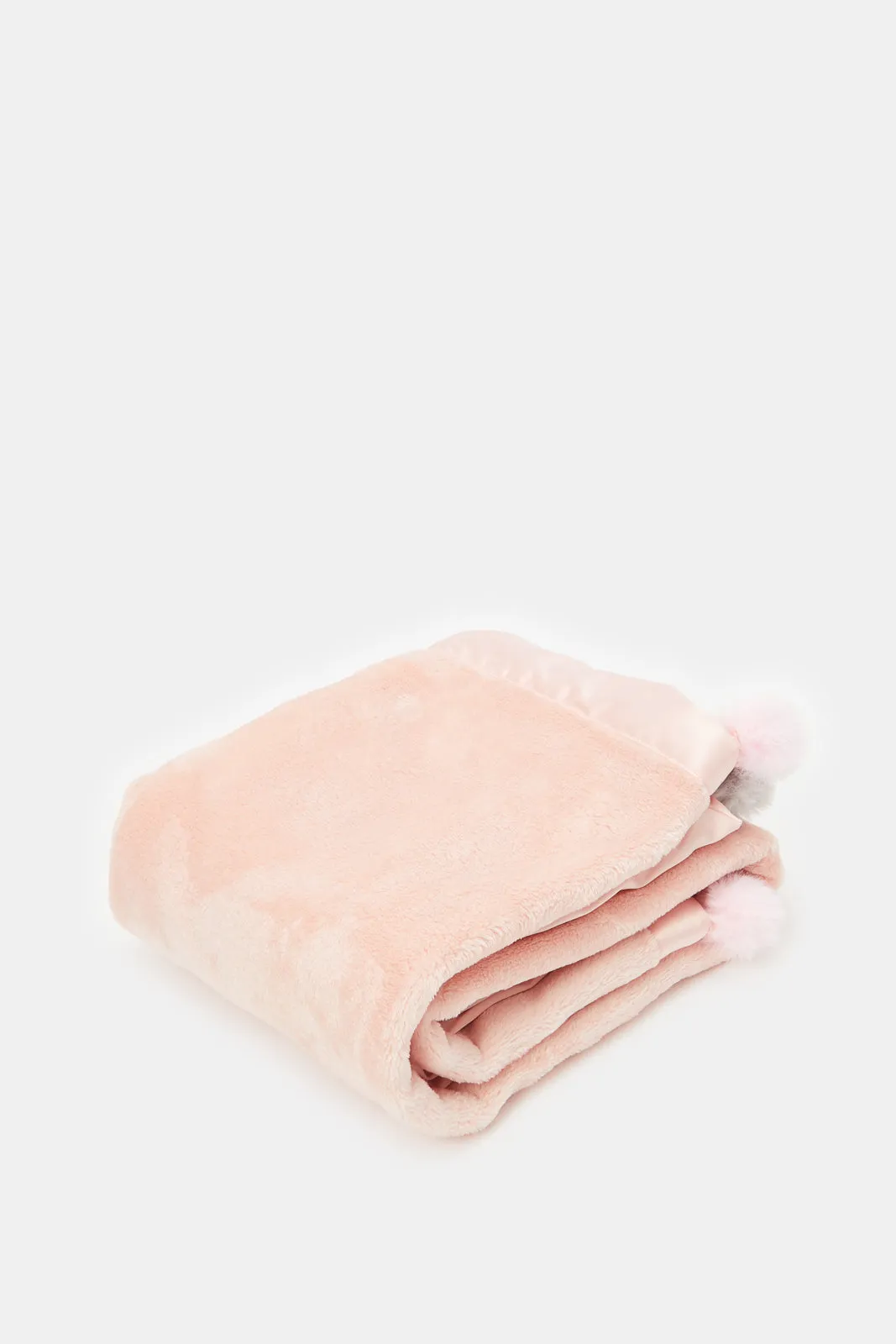 Babies Pink Blanket With Pom Pom (1 Piece)