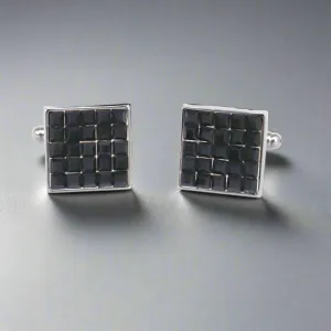 Black Cube Fiber Glass Square Cufflinks (Online Exclusive)