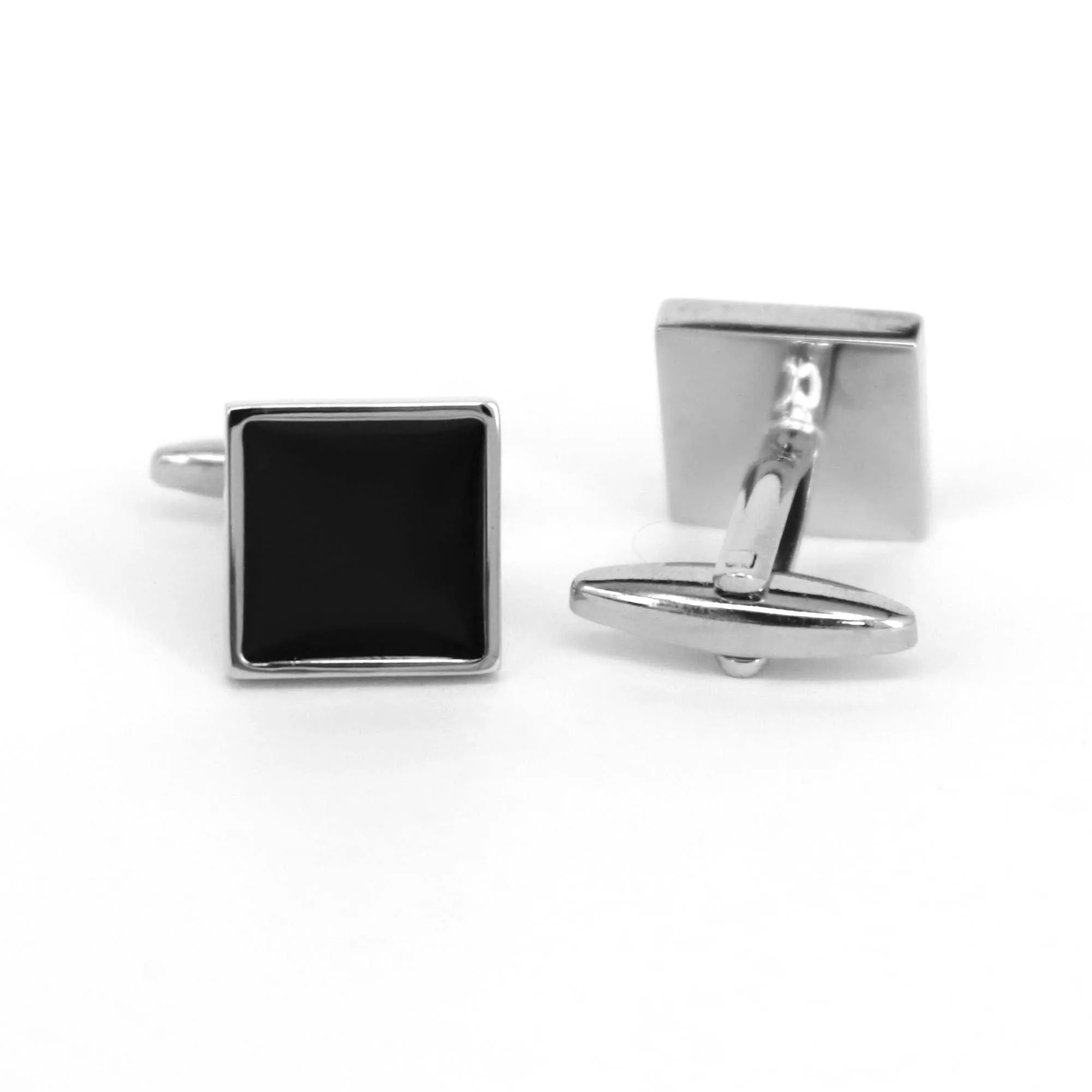 Black enamel Square Cufflinks (Online Exclusive)