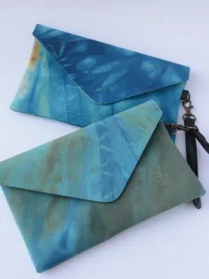 Blue and Green Tie-Dye Clutch