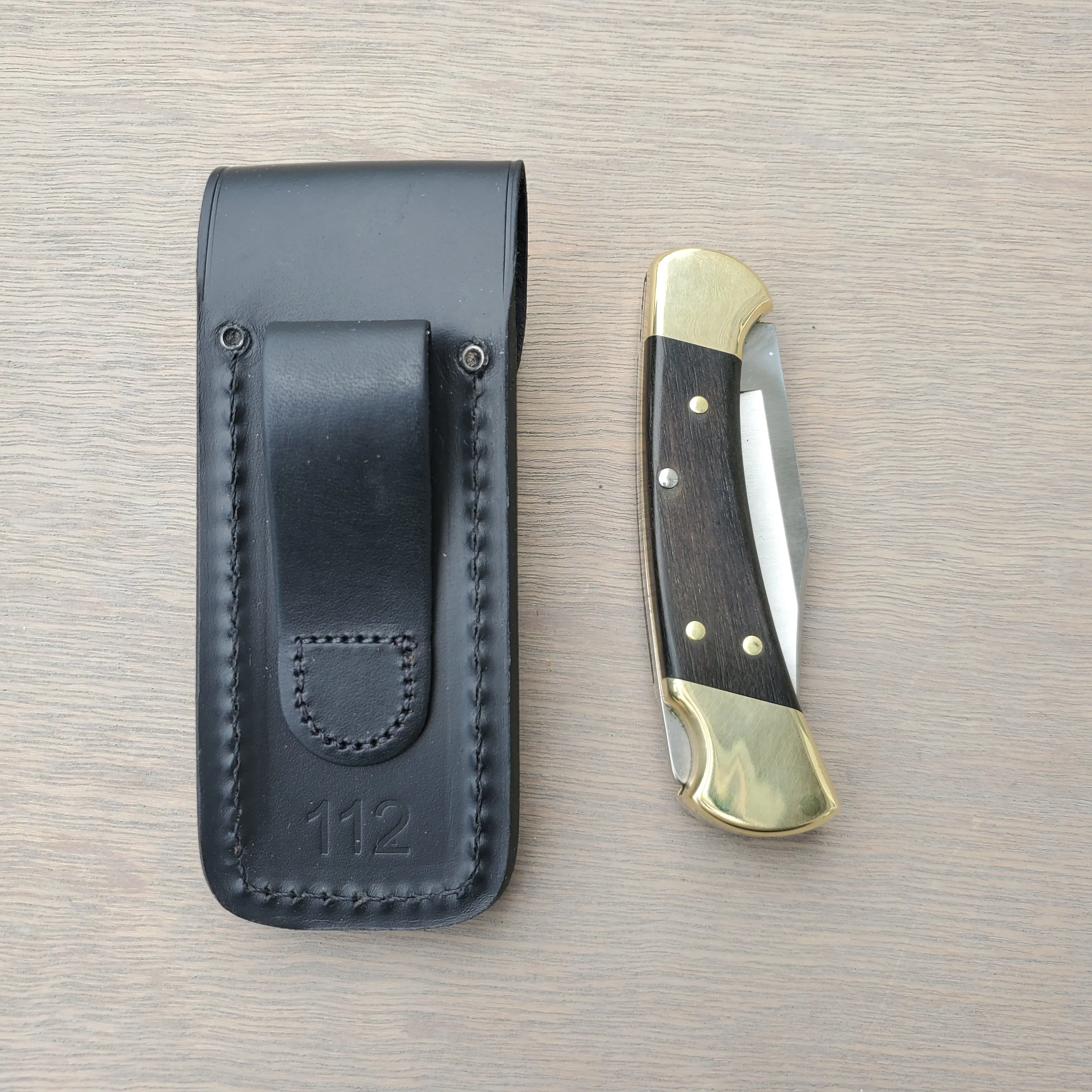 Buck 112 Ranger 3" Lockback Ebony Leather Sheath