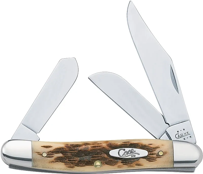 CASE 00128 Folding Pocket Knife, 2.92 in Clip, 2.15 in Sheep Foot, 1.9 in Spey L Blade, Stainless Steel Blade, 3-Blade :EA: QUANTITY: 1