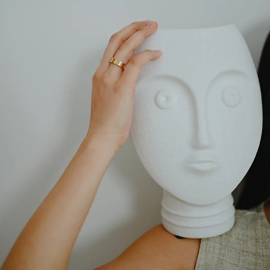 Ceramic Moon Face Planter White