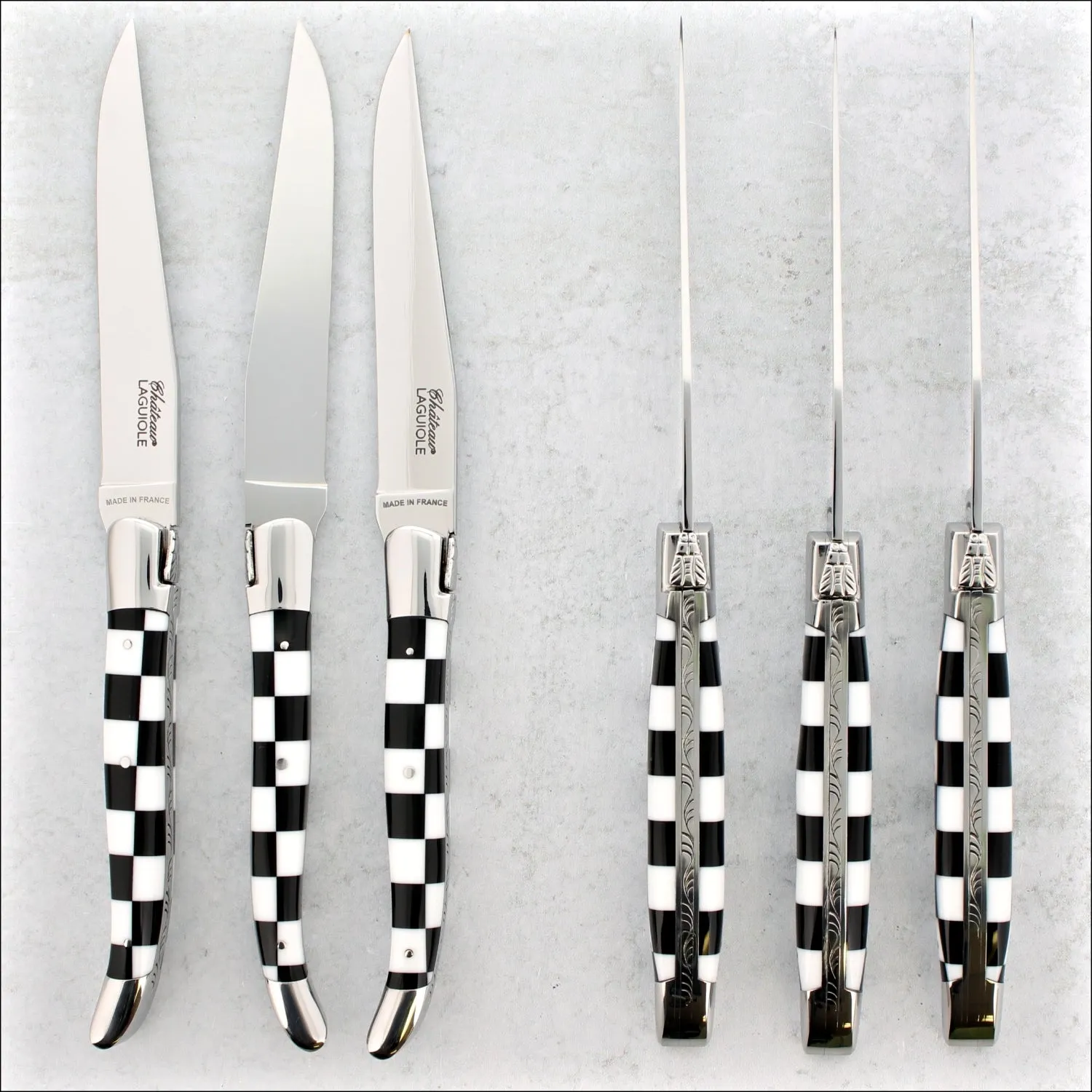 Chateau Laguiole Heritage Steak Knives Damier - Shiny Finish