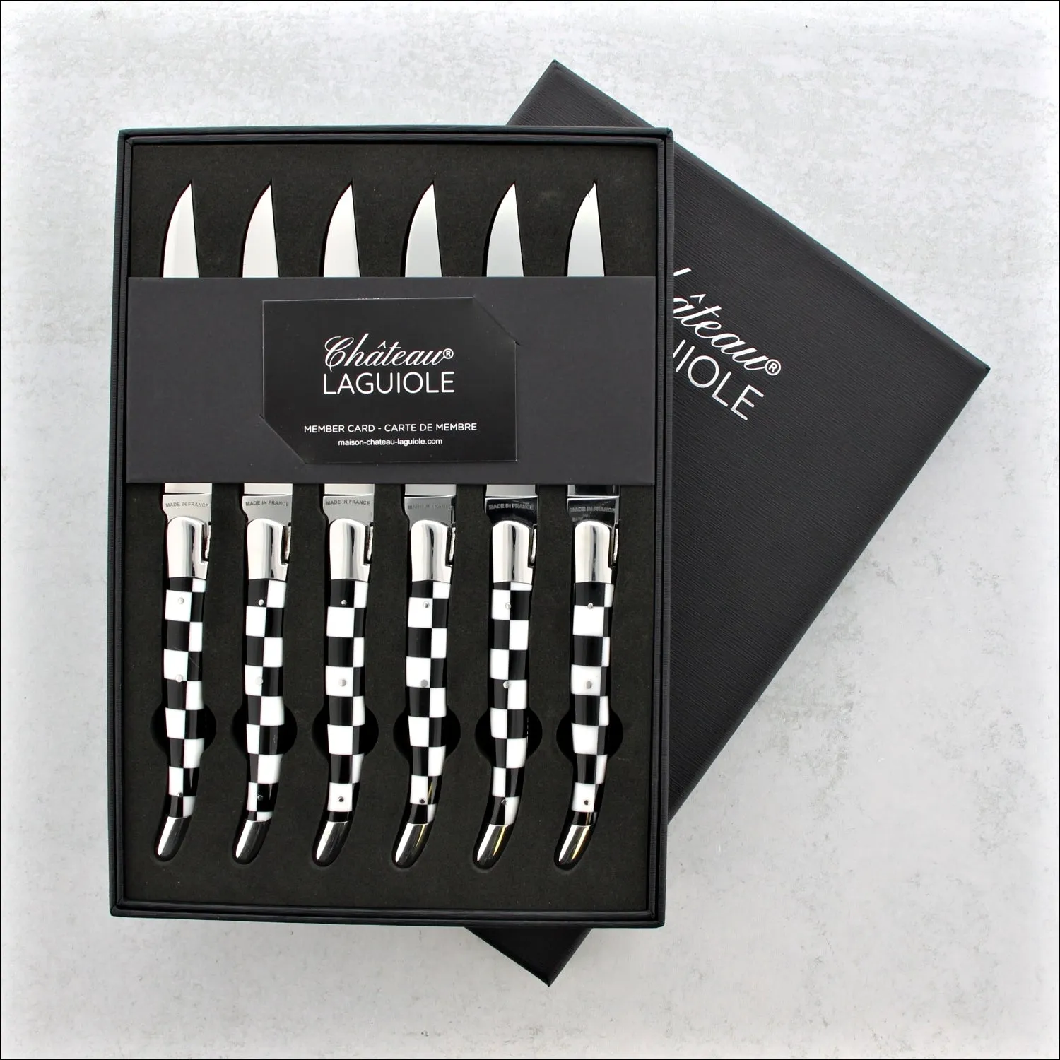 Chateau Laguiole Heritage Steak Knives Damier - Shiny Finish