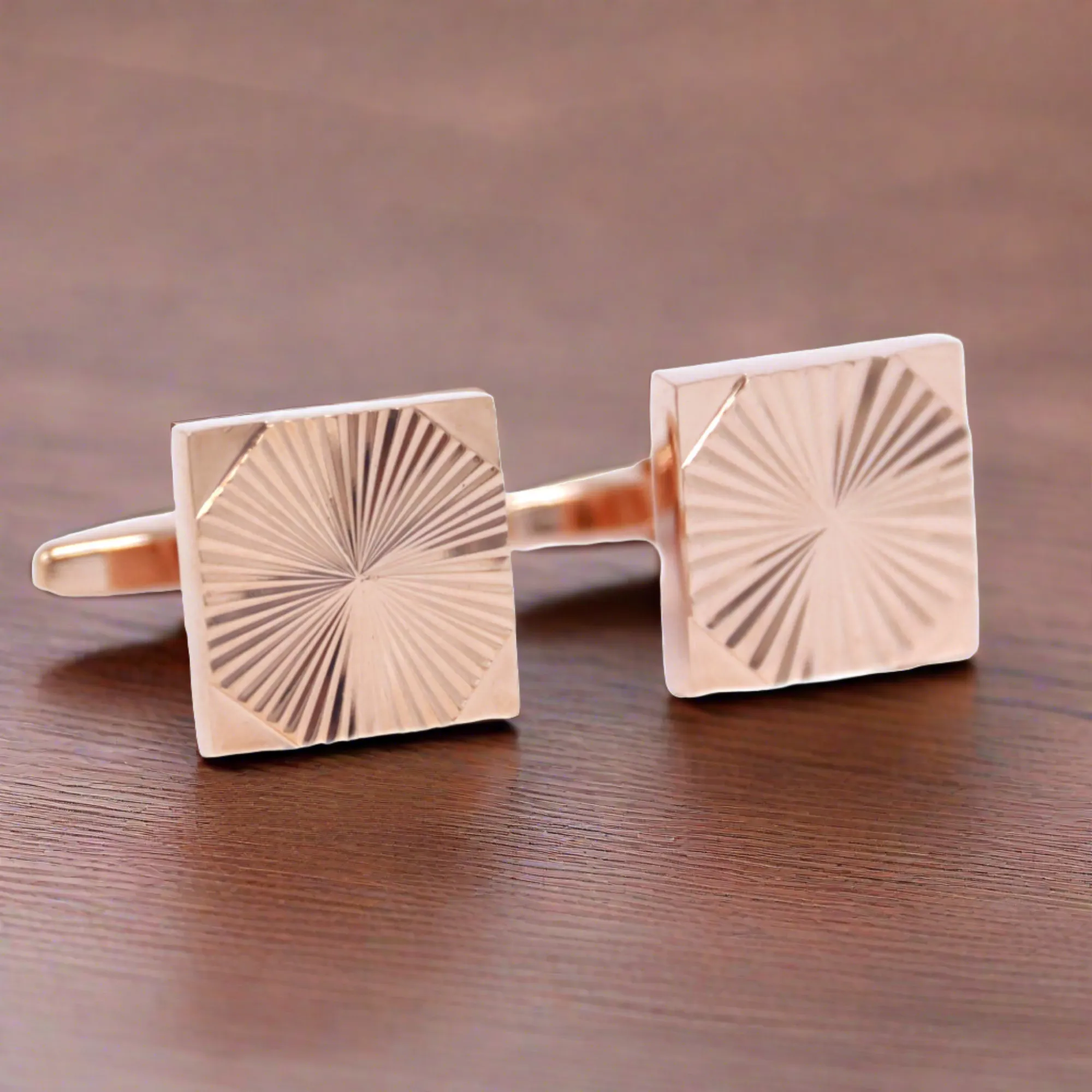 Classic Square Rose Gold Cufflinks with design