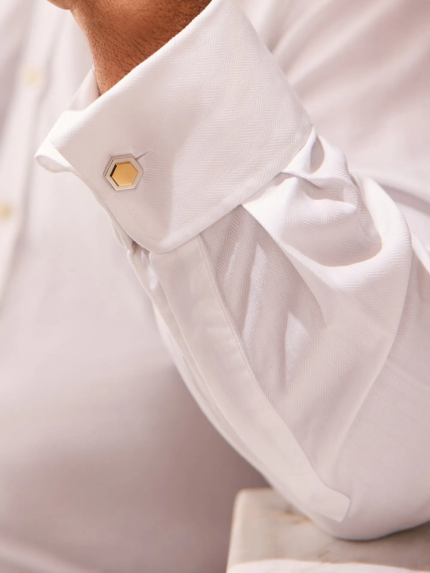 Classic White and Rose Gold Cufflinks