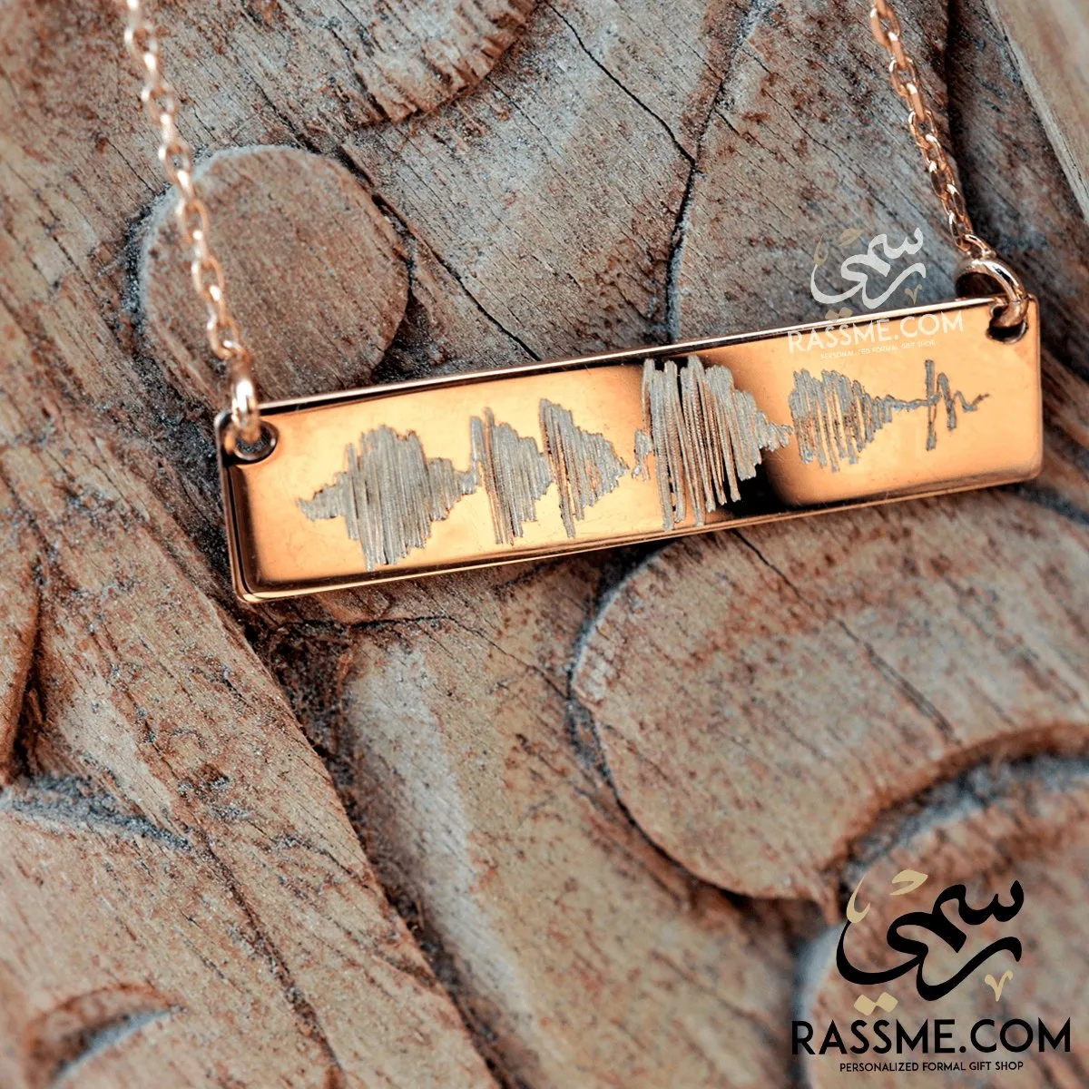 Custom Sound Wave Silver Necklace Hand Engraving