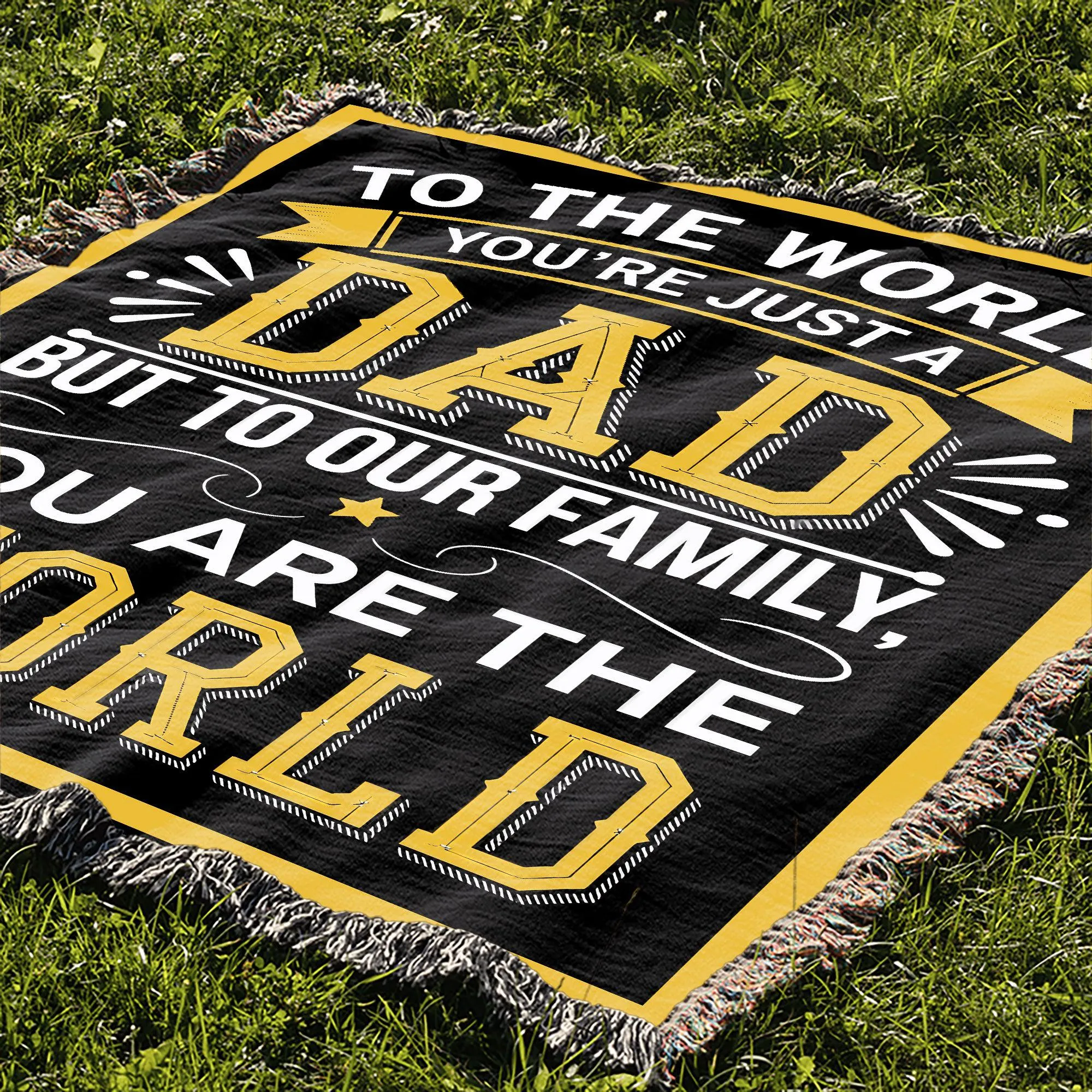 Dad You Are The World To Our Family 50" x 60" Gift Woven Jacquard Blanket