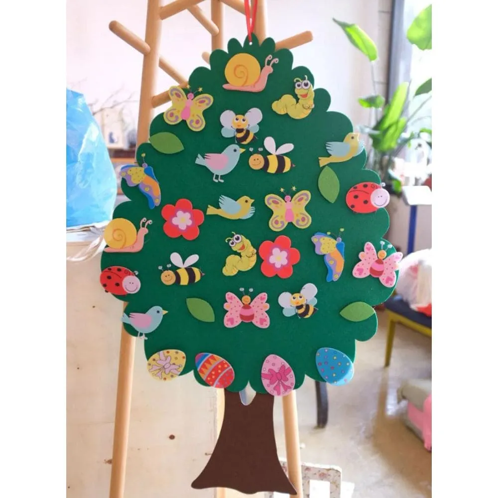 Felt Tree Pendant Kids Brithday Gift Diy Insect Animal Pendant Educational Toy Cartoon Wall Hanging For Children