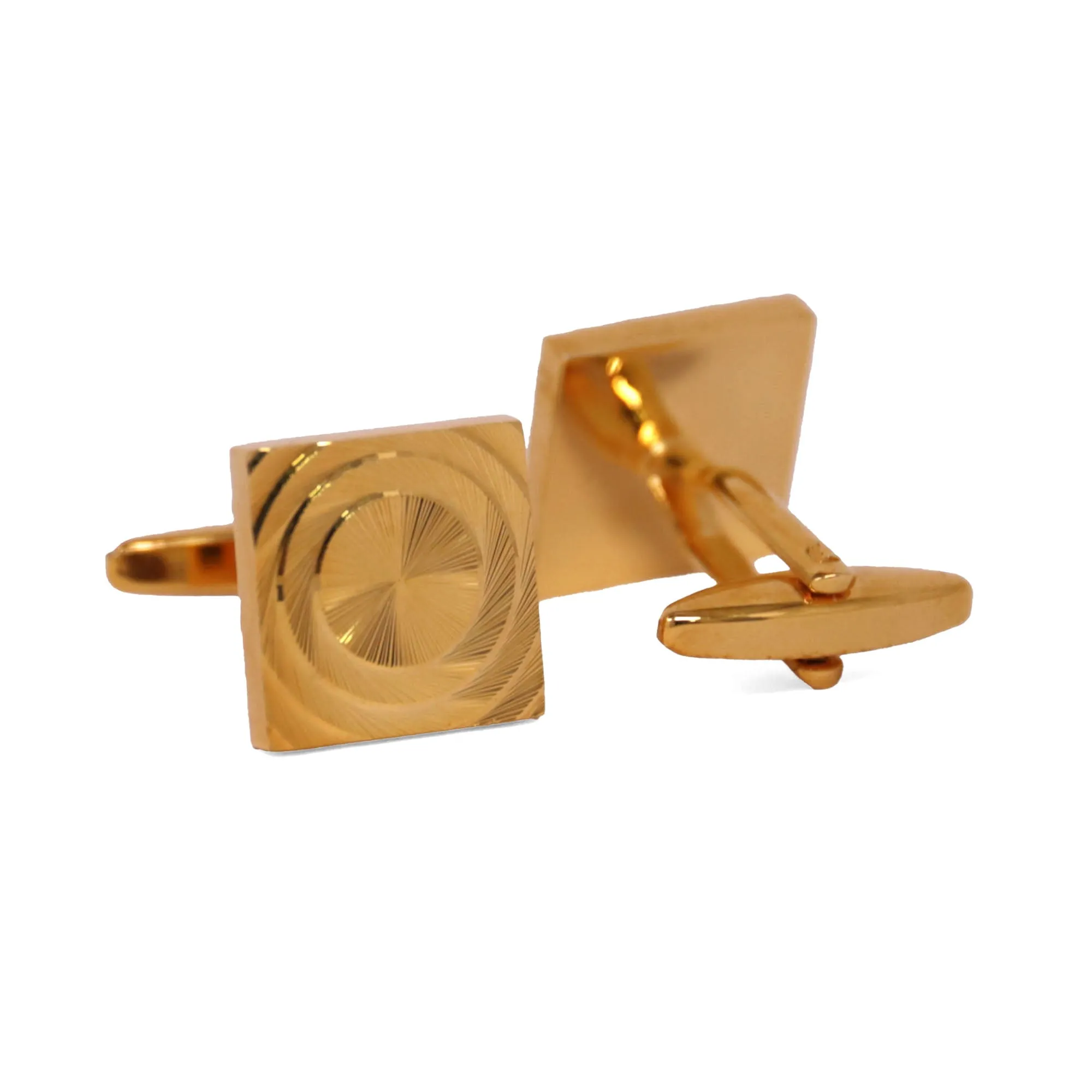 Gold Square Cufflinks with Circular Ring  (Online Exclusive)