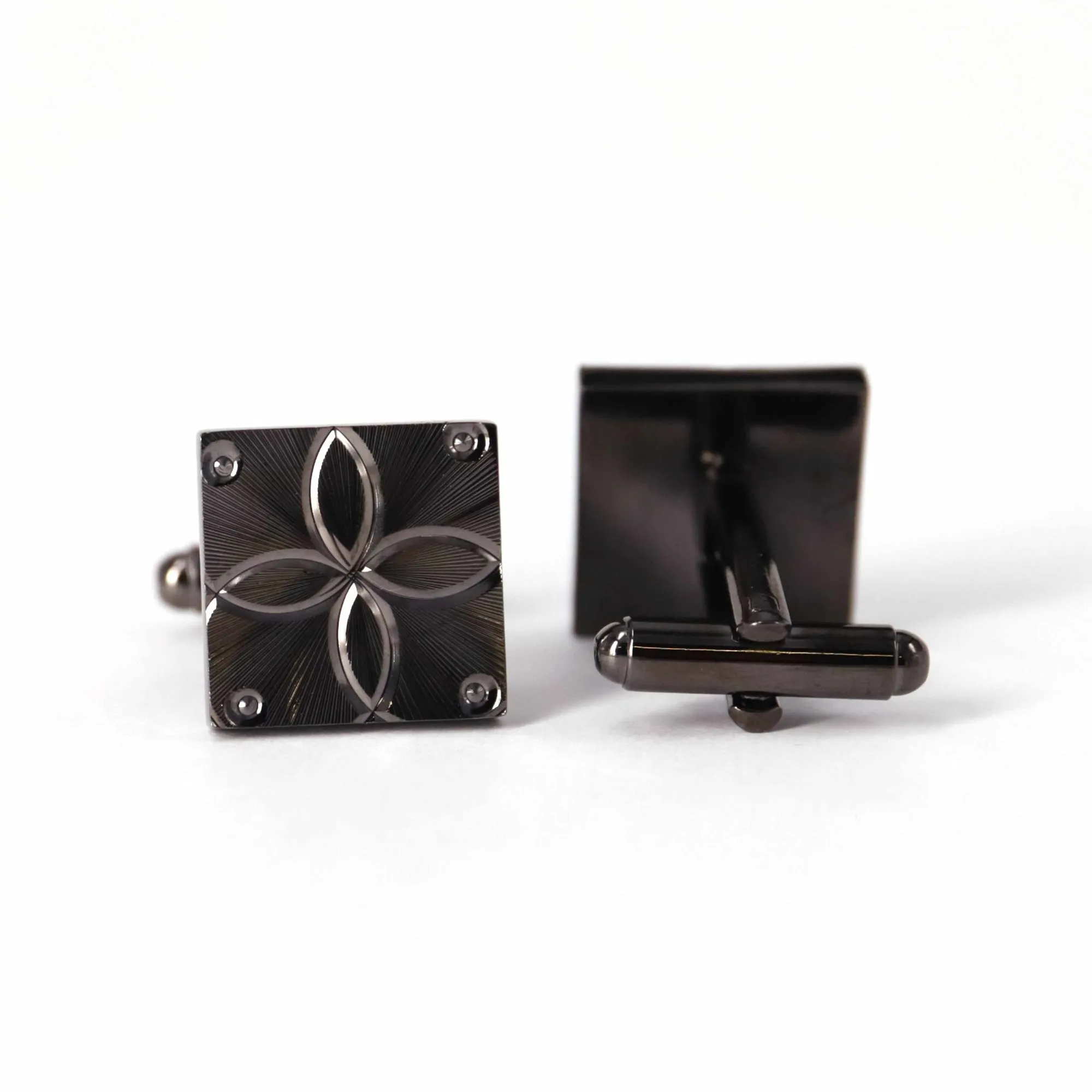 Gunmetal Cufflinks with Detailing (Online Exclusive)