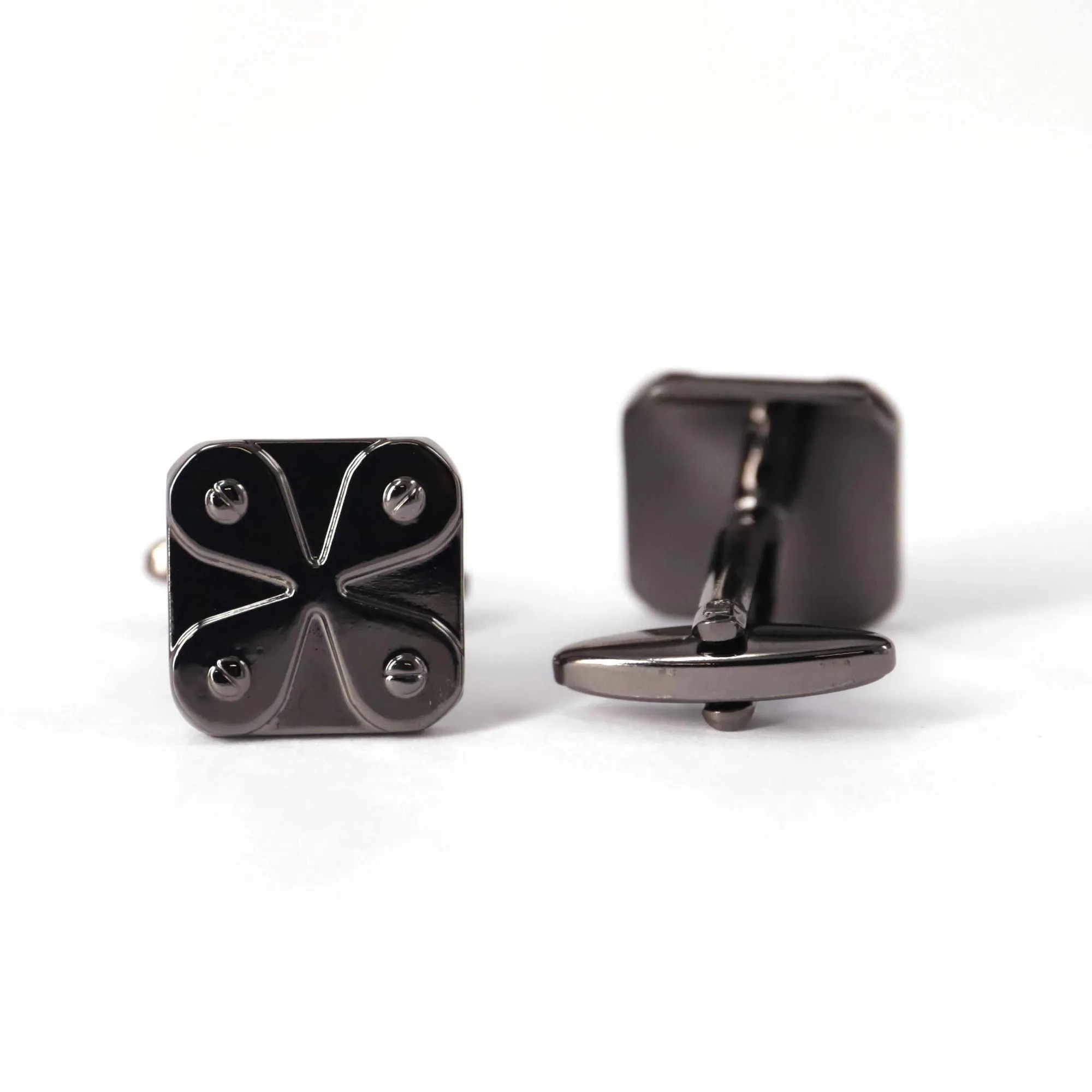 Gunmetal Cufflinks with Detailing (Online Exclusive)