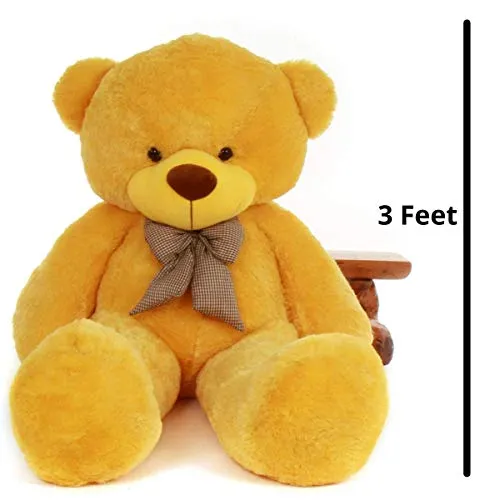 Hug N Feel 3 Feet Yellow Giant Teddy Bear Soft, Plush, and Cuddly Stuffed Animal for Kids, Birthdays, Anniversaries, Valentine's Day, and Special Occasions Large Huggable