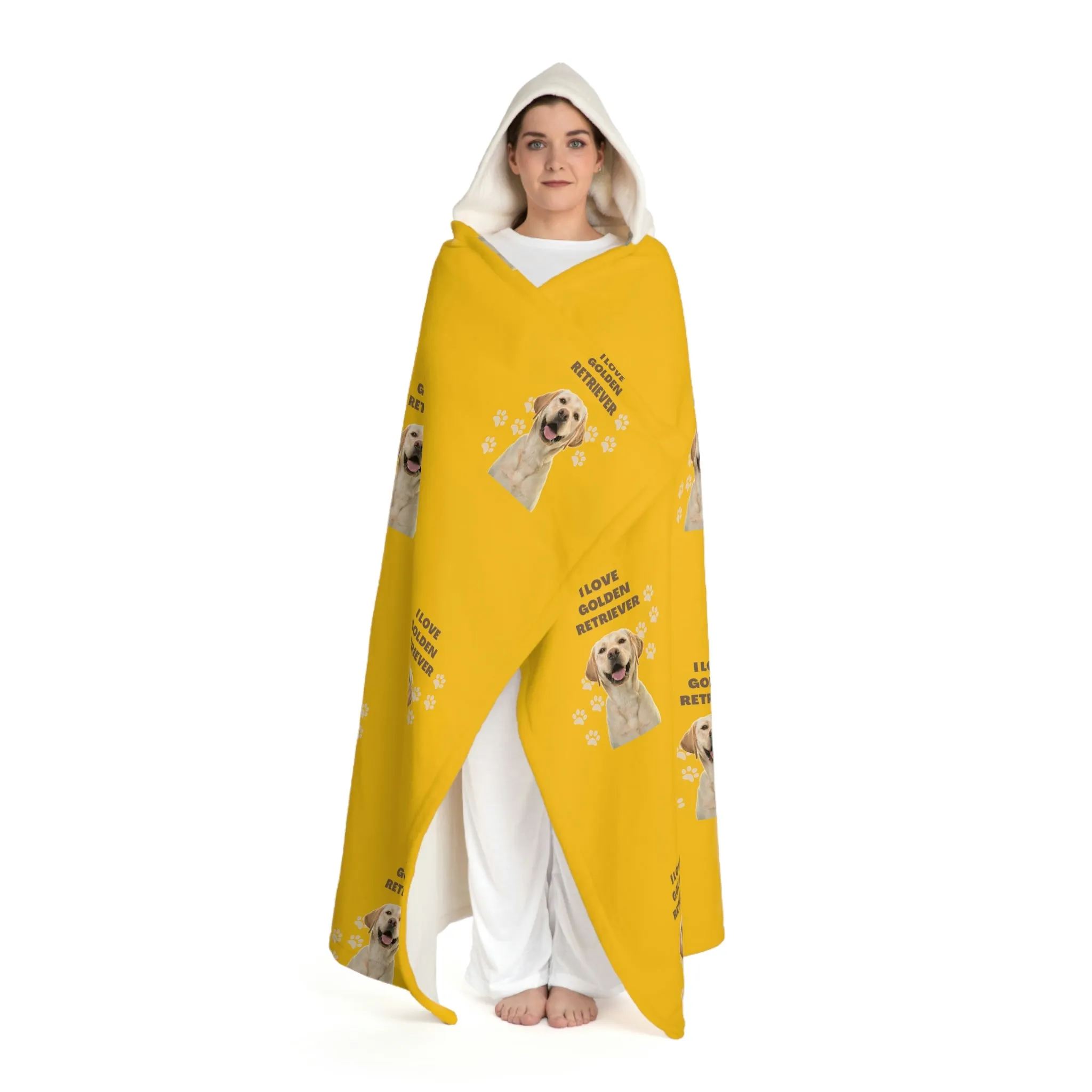 I love my Golden Retriever Dog POD Hooded Sherpa Fleece Blanket