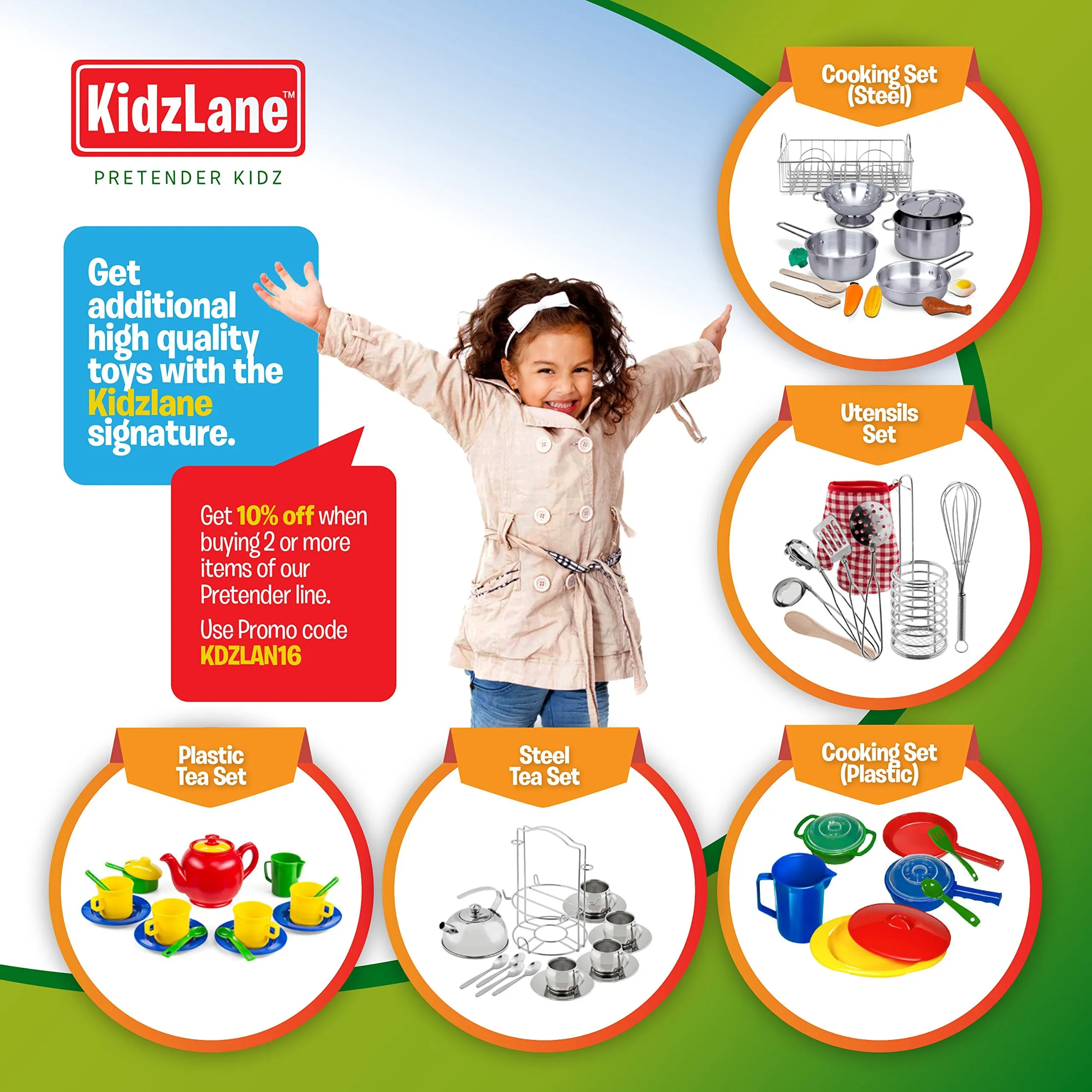 Kidzlane Play Pots and Pans Sets for Kids | Kids Kitchen Playset | BPA Free and Dishwasher