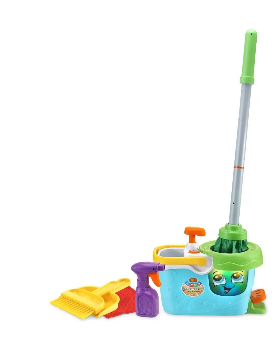 LeapFrog Clean Sweep Mop & Bucket | Interactive Pretend Play Set with Sound & Music | Suitable for Boys & Girls 2-5 Years