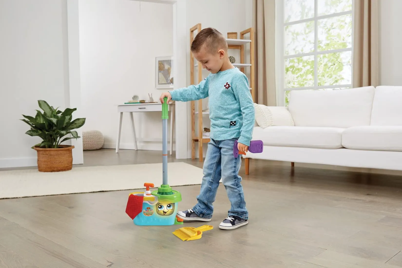 LeapFrog Clean Sweep Mop & Bucket | Interactive Pretend Play Set with Sound & Music | Suitable for Boys & Girls 2-5 Years