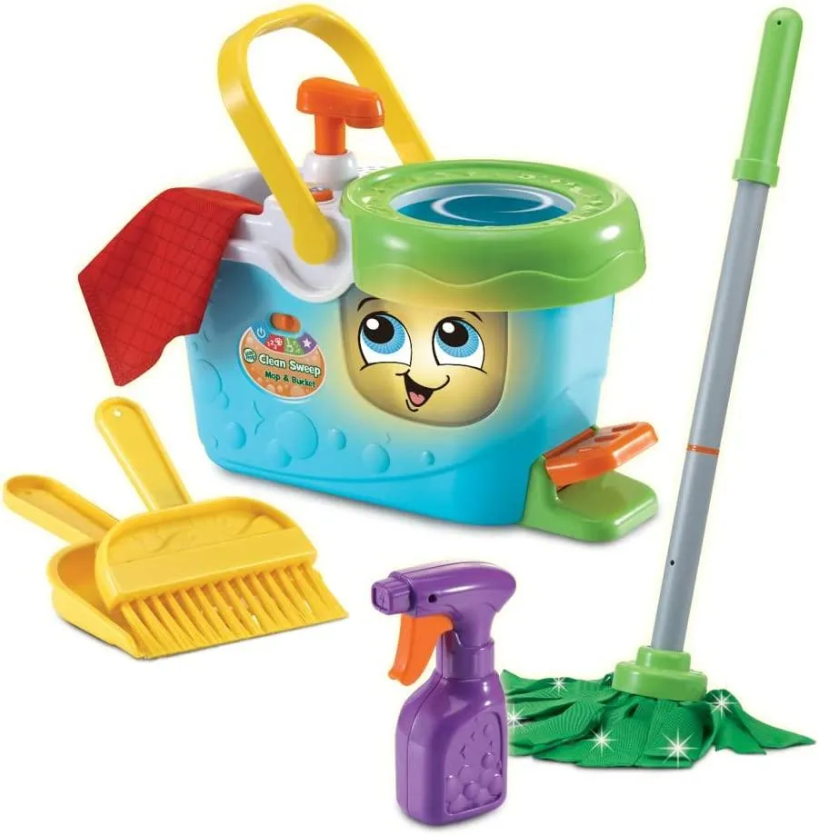 LeapFrog Clean Sweep Mop & Bucket | Interactive Pretend Play Set with Sound & Music | Suitable for Boys & Girls 2-5 Years