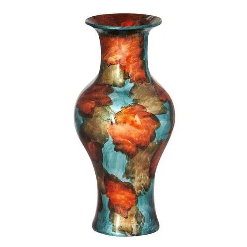 Lila Copper Gold and Aqua Foil and Lacquer Ceramic Vase