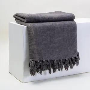 Luxury Grey Organic Cotton Solid Sofa Throw Breathable Ultra Soft