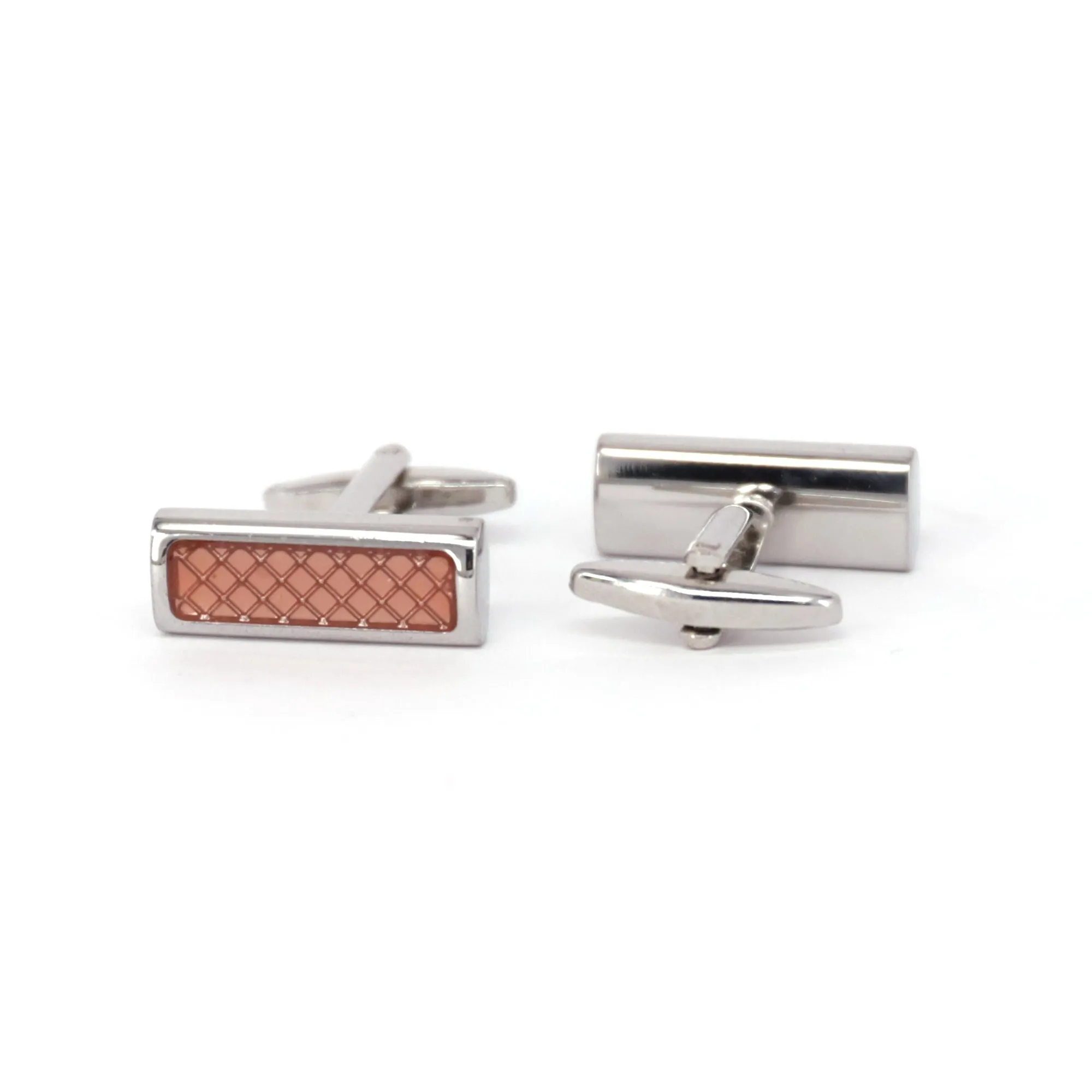 MarZthomson  Rectangle Cufflinks with Pastel Pink Diamond Shape Details (Online Exclusive)