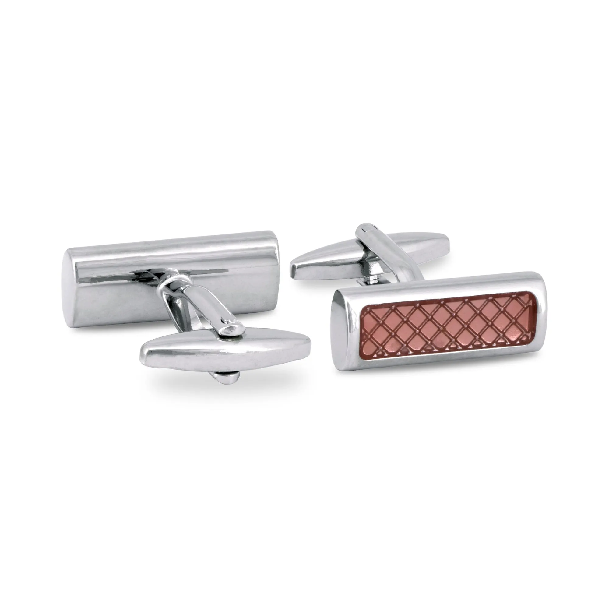 MarZthomson  Rectangle Cufflinks with Pastel Pink Diamond Shape Details (Online Exclusive)