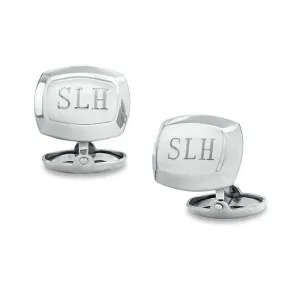 Men's Bevel-Edge Cuff Links in Stainless Steel (3 Initials) of Trendolla