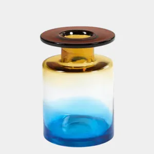 Modern Aqua and Amber Vase in Medium