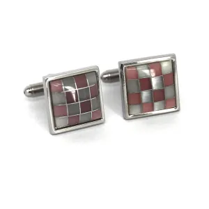 Mother of Pearl Pink Grey Tiles Cufflinks (Online Exclusive)