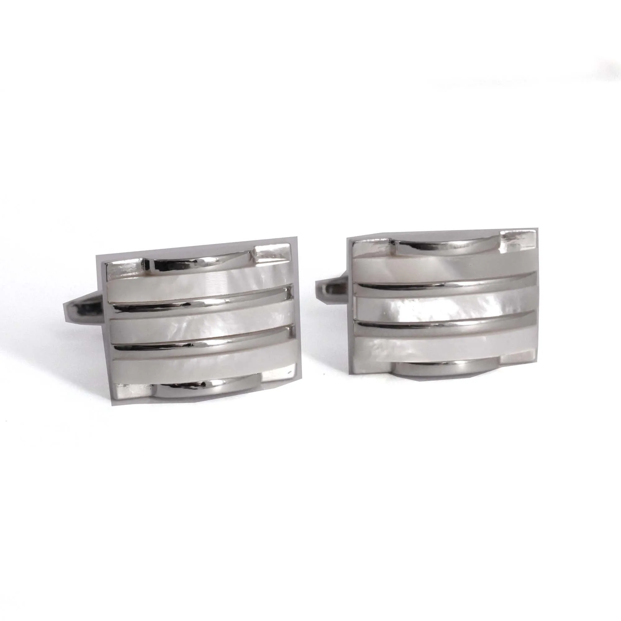 Mother Of Pearl Stripe Rectangle Cufflinks