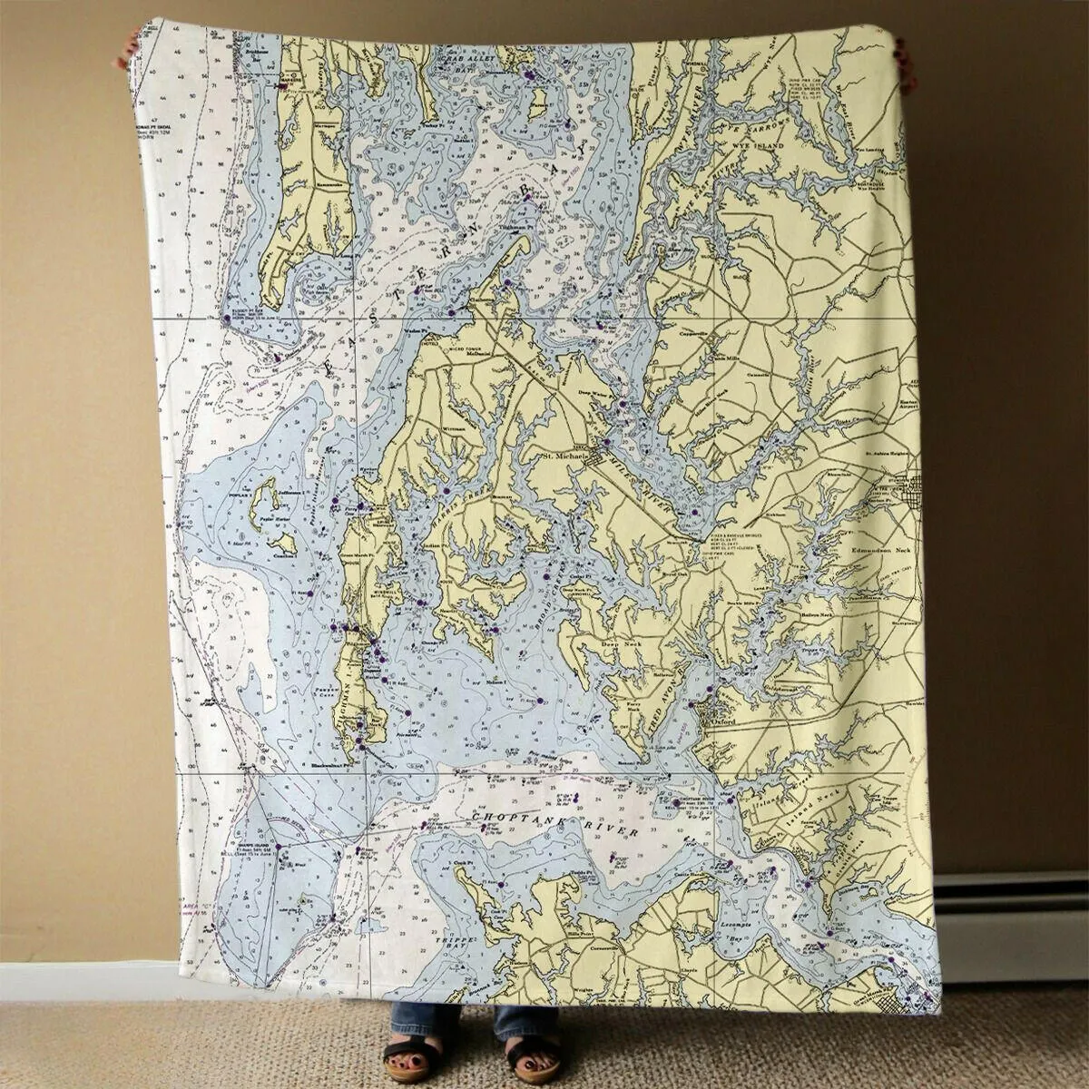 Nautical Chart Blankets, Maryland Coastal Maps