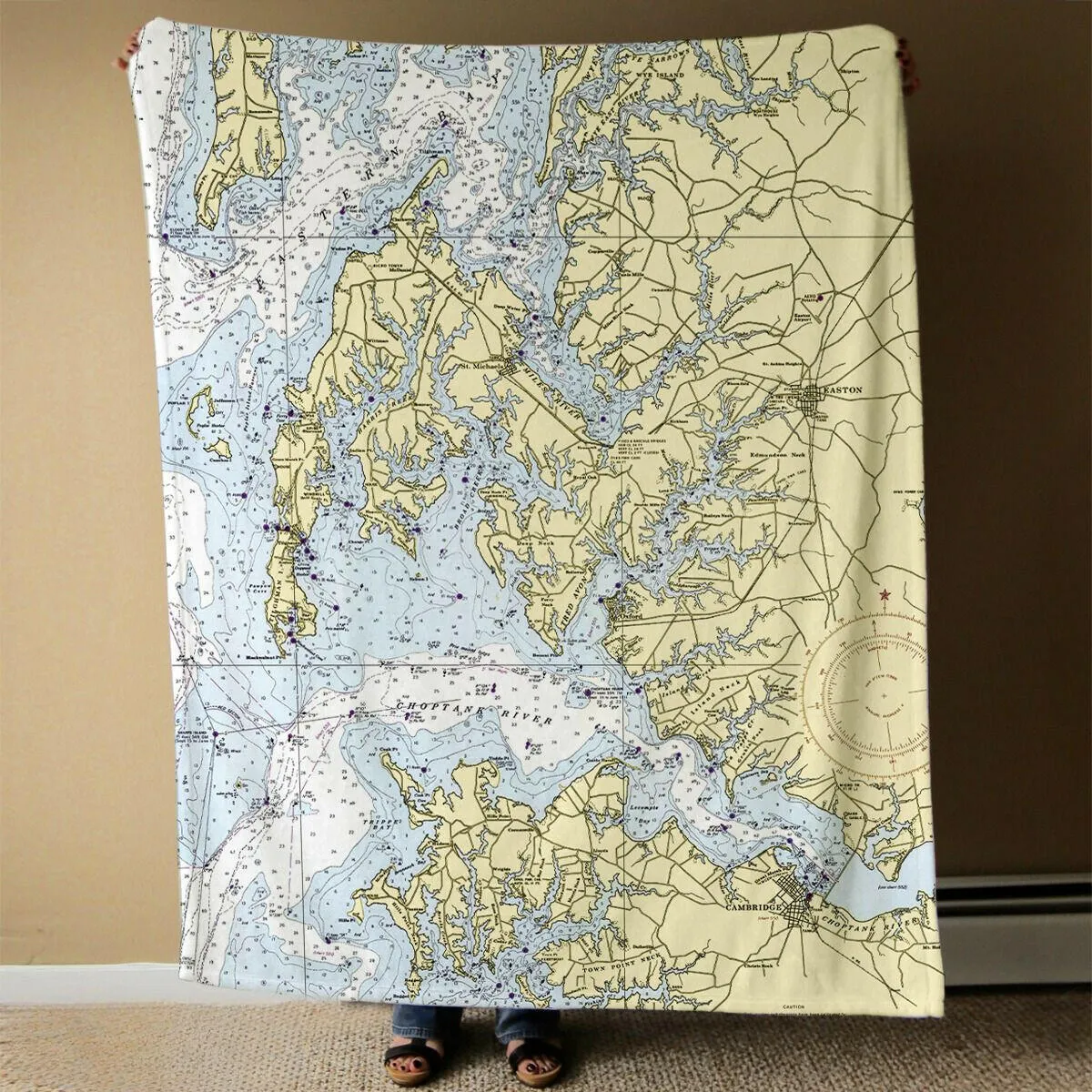 Nautical Chart Blankets, Maryland Coastal Maps