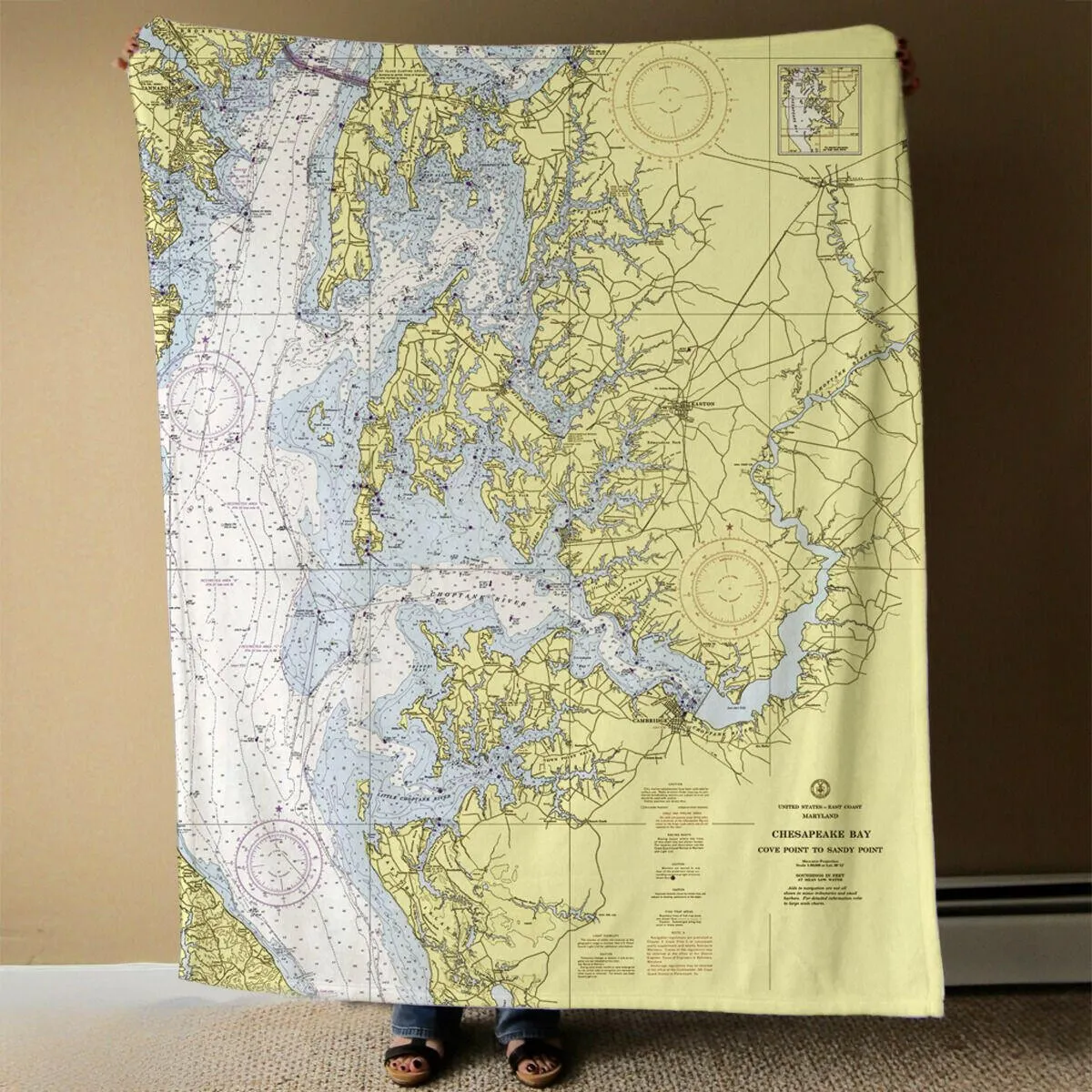 Nautical Chart Blankets, Maryland Coastal Maps