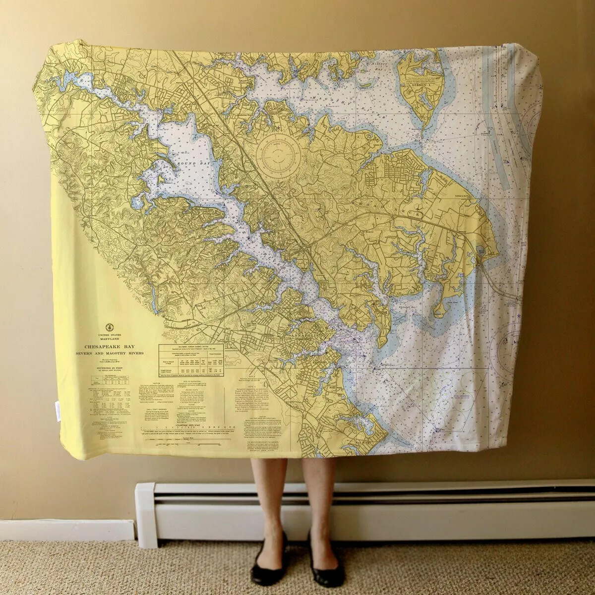 Nautical Chart Blankets, Maryland Coastal Maps