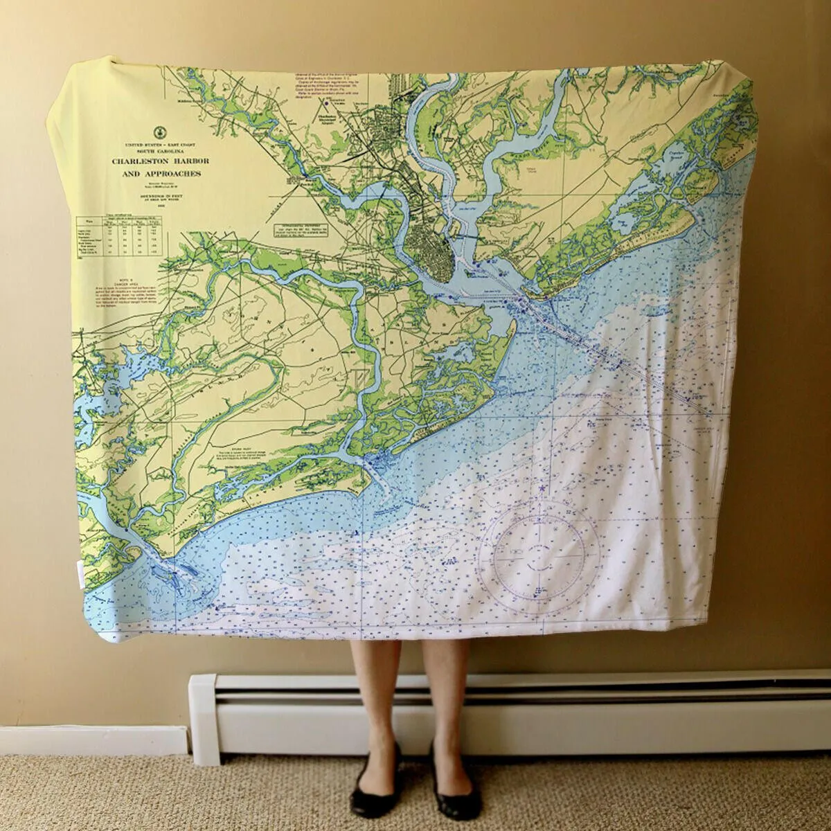 Nautical Chart Blankets, South Carolina Coastal Maps