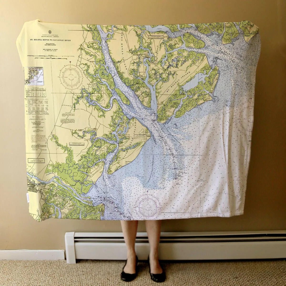 Nautical Chart Blankets, South Carolina Coastal Maps