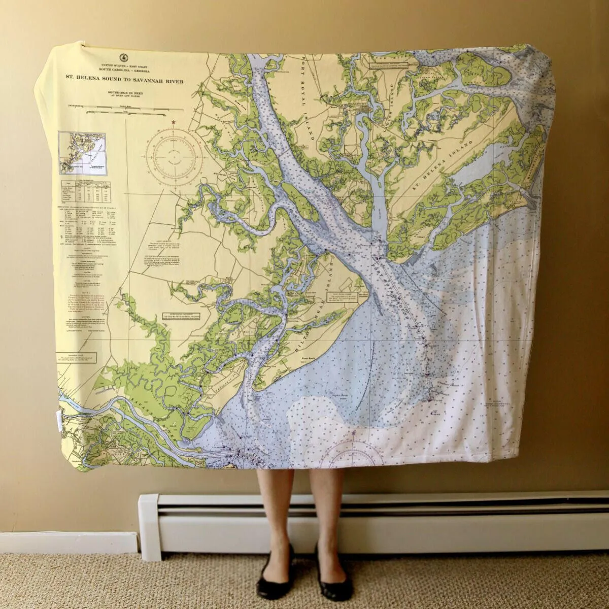 Nautical Chart Blankets, South Carolina Coastal Maps