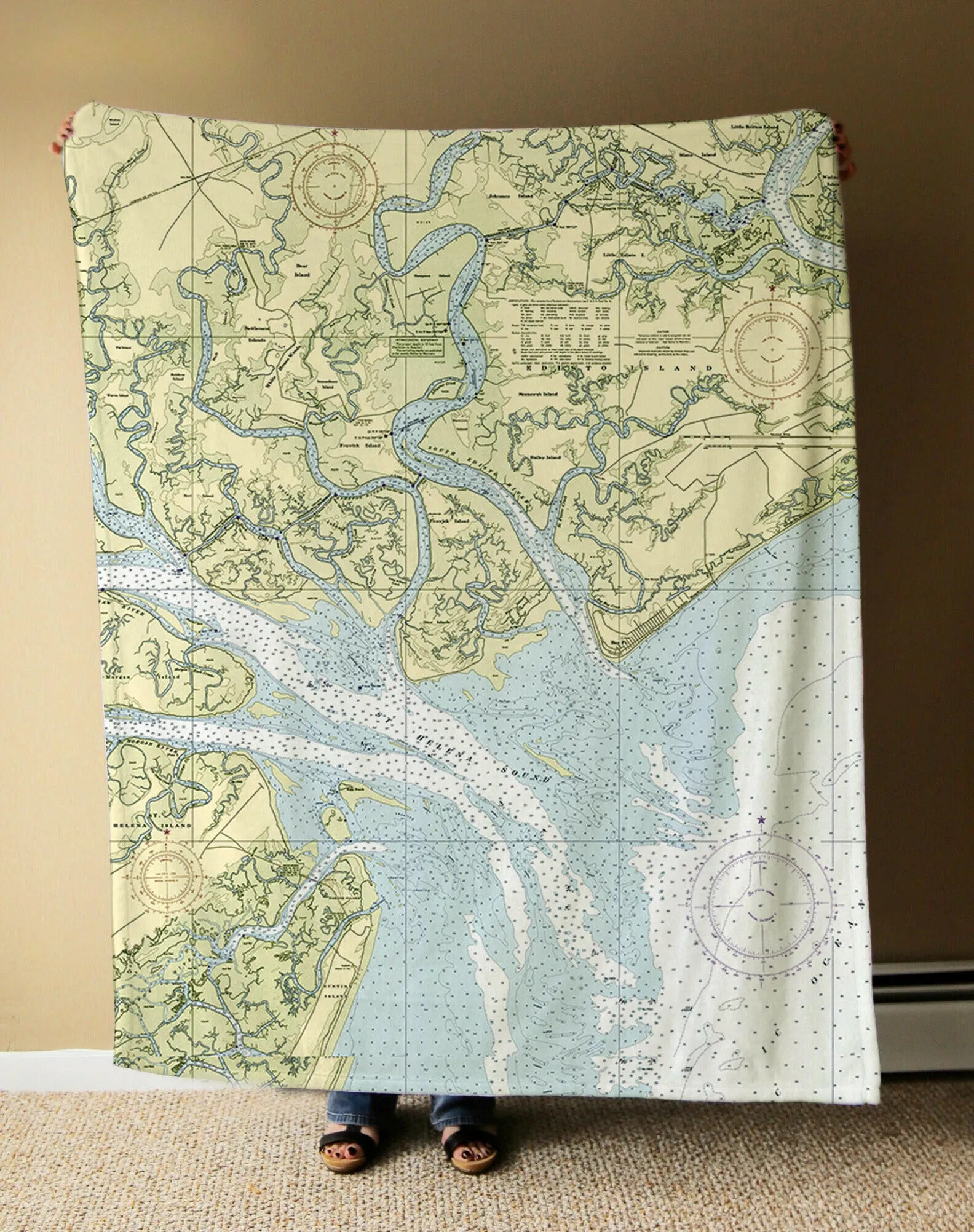 Nautical Chart Blankets, South Carolina Coastal Maps