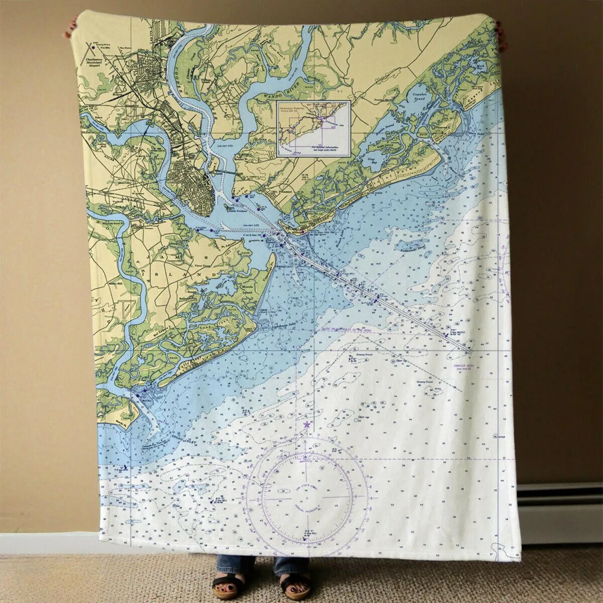 Nautical Chart Blankets, South Carolina Coastal Maps