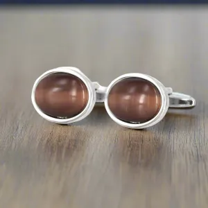 Oval Brown fiber optic Cufflinks (Online Exclusive)