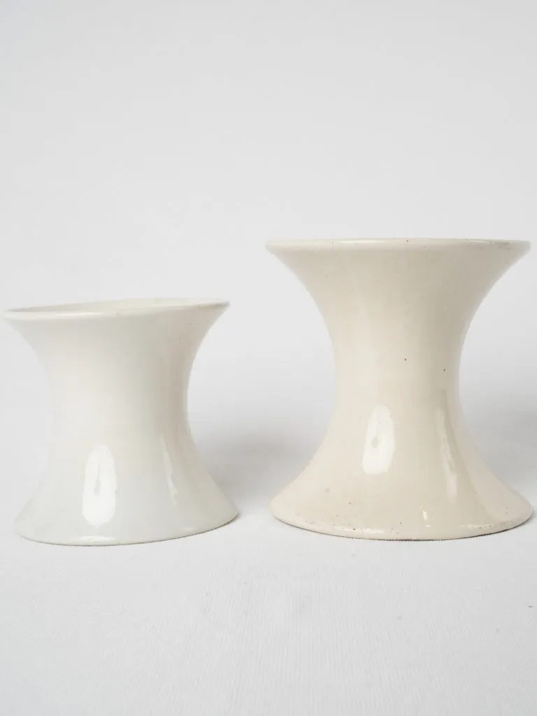 Pair of spindle earthenware vases - white 6¼"