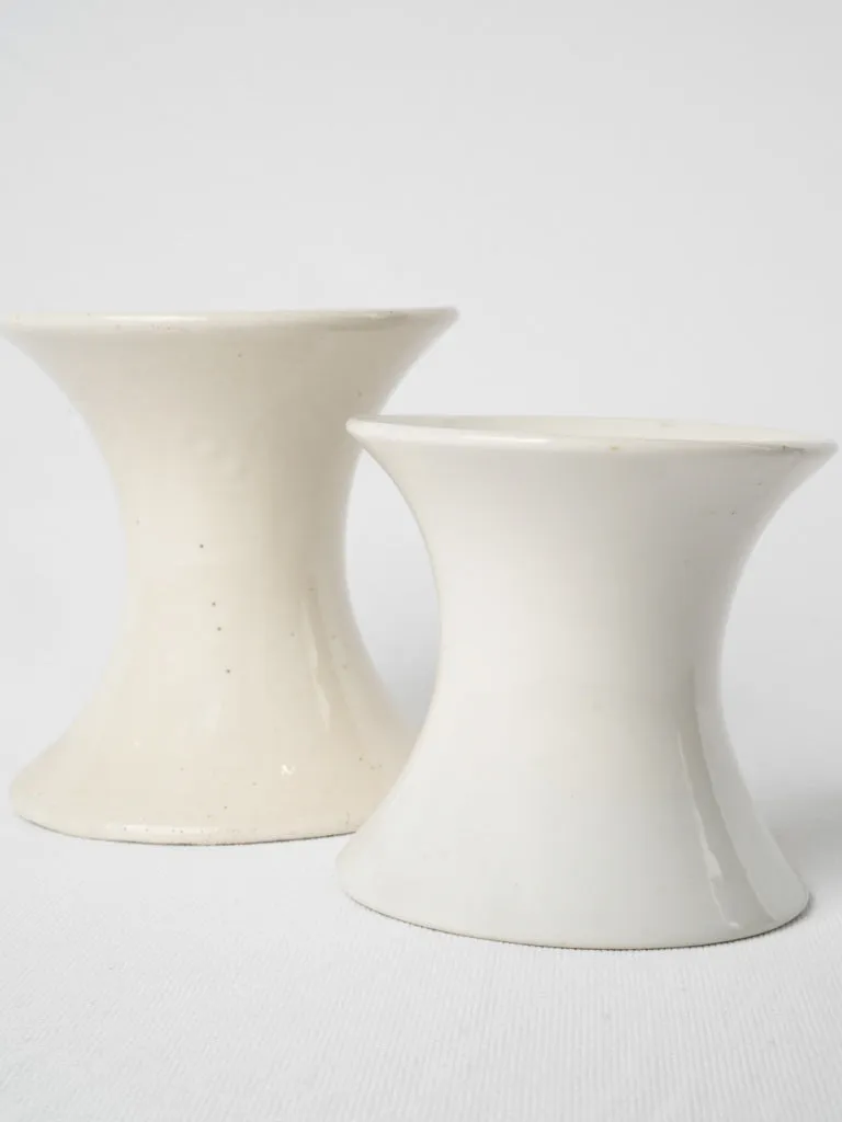 Pair of spindle earthenware vases - white 6¼"