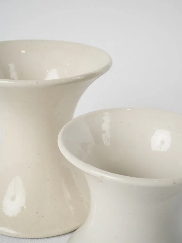 Pair of spindle earthenware vases - white 6¼"