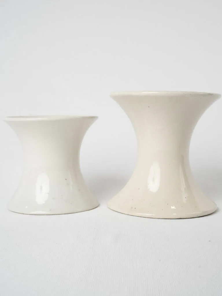 Pair of spindle earthenware vases - white 6¼"